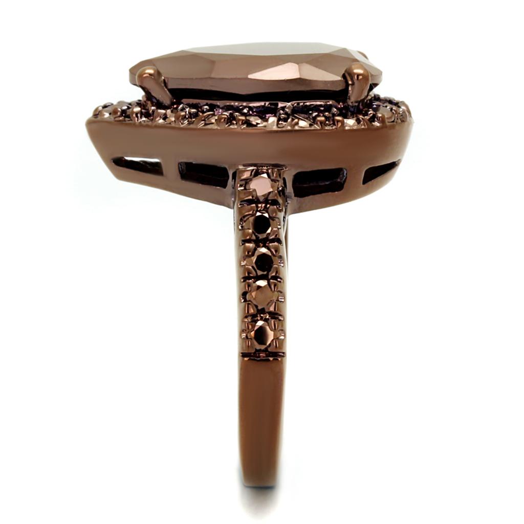 3W1153 - IP Coffee light Brass Ring with AAA Grade CZ  in Light Coffee Alamode