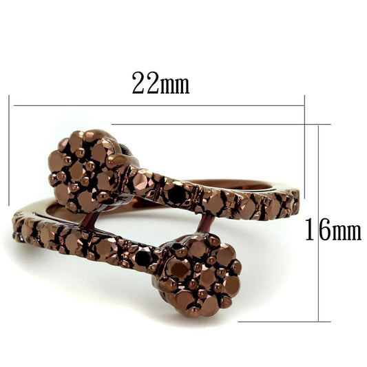 3W1158 - IP Coffee light Brass Ring with AAA Grade CZ  in Light Coffee Alamode