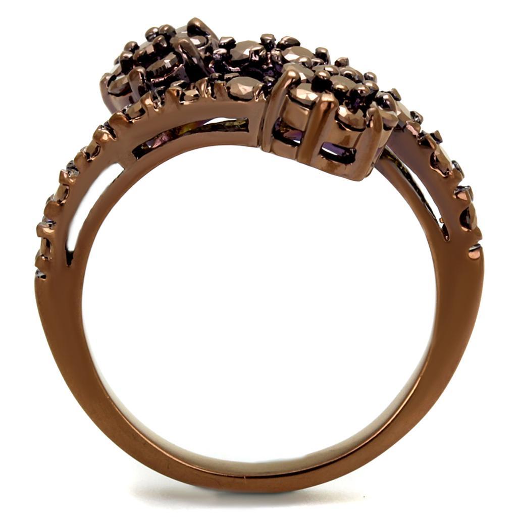 3W1158 - IP Coffee light Brass Ring with AAA Grade CZ  in Light Coffee Alamode