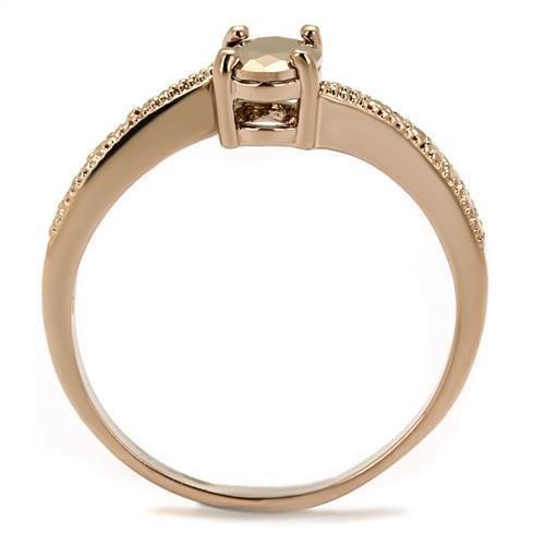 3W1201 - IP Rose Gold(Ion Plating) Brass Ring with AAA Grade CZ  in Metallic Light Gold Alamode