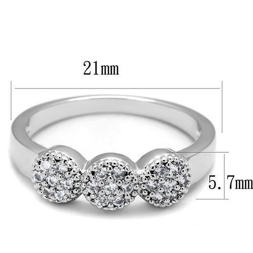 3W1220 - Rhodium Brass Ring with AAA Grade CZ  in Clear Alamode