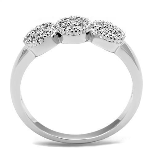 3W1220 - Rhodium Brass Ring with AAA Grade CZ  in Clear Alamode