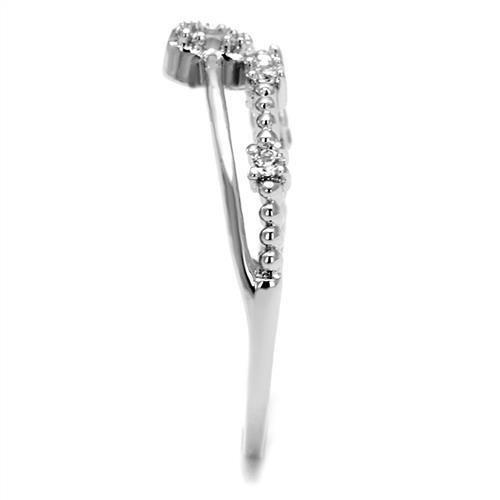 3W1223 - Rhodium Brass Ring with AAA Grade CZ  in Clear-3