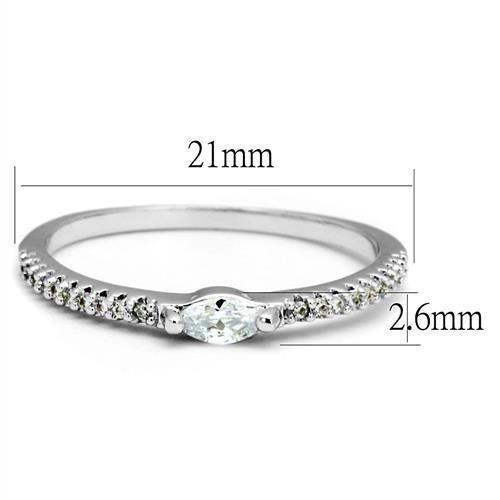 3W1225 - Rhodium Brass Ring with AAA Grade CZ  in Clear Alamode