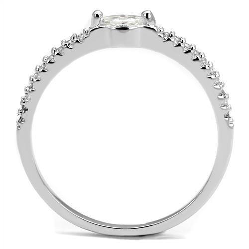 3W1225 - Rhodium Brass Ring with AAA Grade CZ  in Clear Alamode