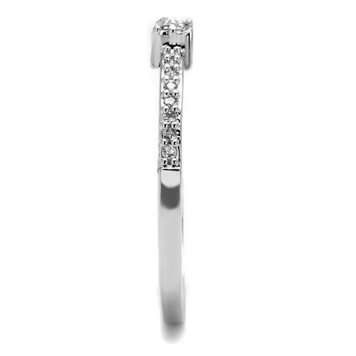 3W1228 - Rhodium Brass Ring with AAA Grade CZ  in Clear-3