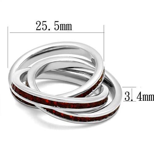 3W1333 - Rhodium Brass Ring with Synthetic Synthetic Glass in Siam Alamode