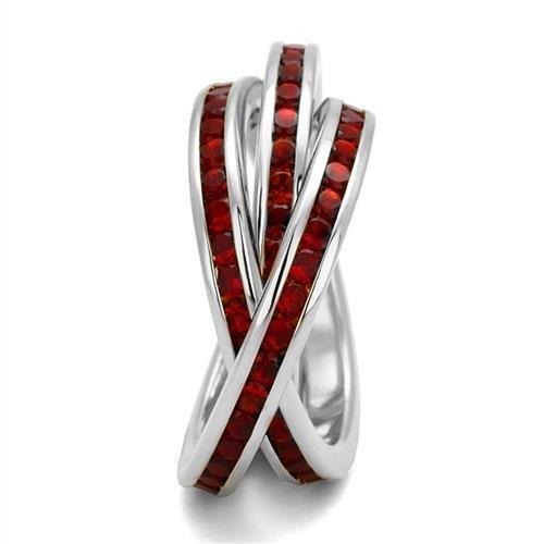 3W1333 - Rhodium Brass Ring with Synthetic Synthetic Glass in Siam Alamode