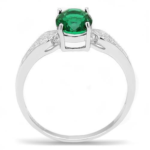 3W1387 - Rhodium 925 Sterling Silver Ring with Synthetic Synthetic Glass in Blue Zircon-2