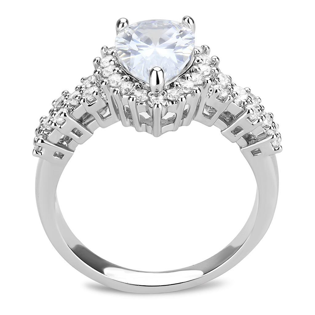 3W1442 - Rhodium Brass Ring with AAA Grade CZ  in Clear Alamode