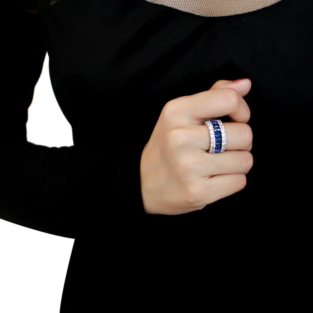 3W1527 - Rhodium Brass Ring with Synthetic  in Montana-4