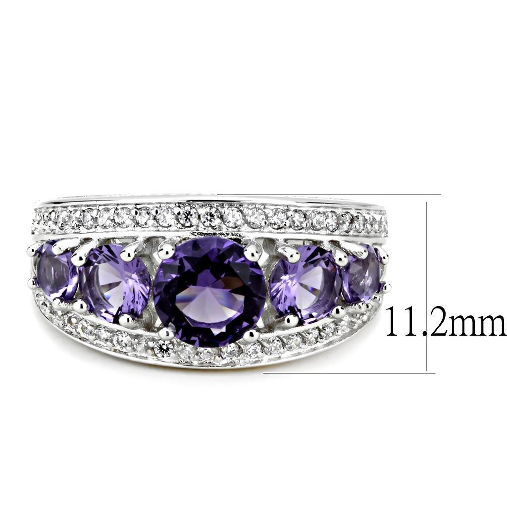3W1530 - Rhodium Brass Ring with Synthetic  in Amethyst Alamode
