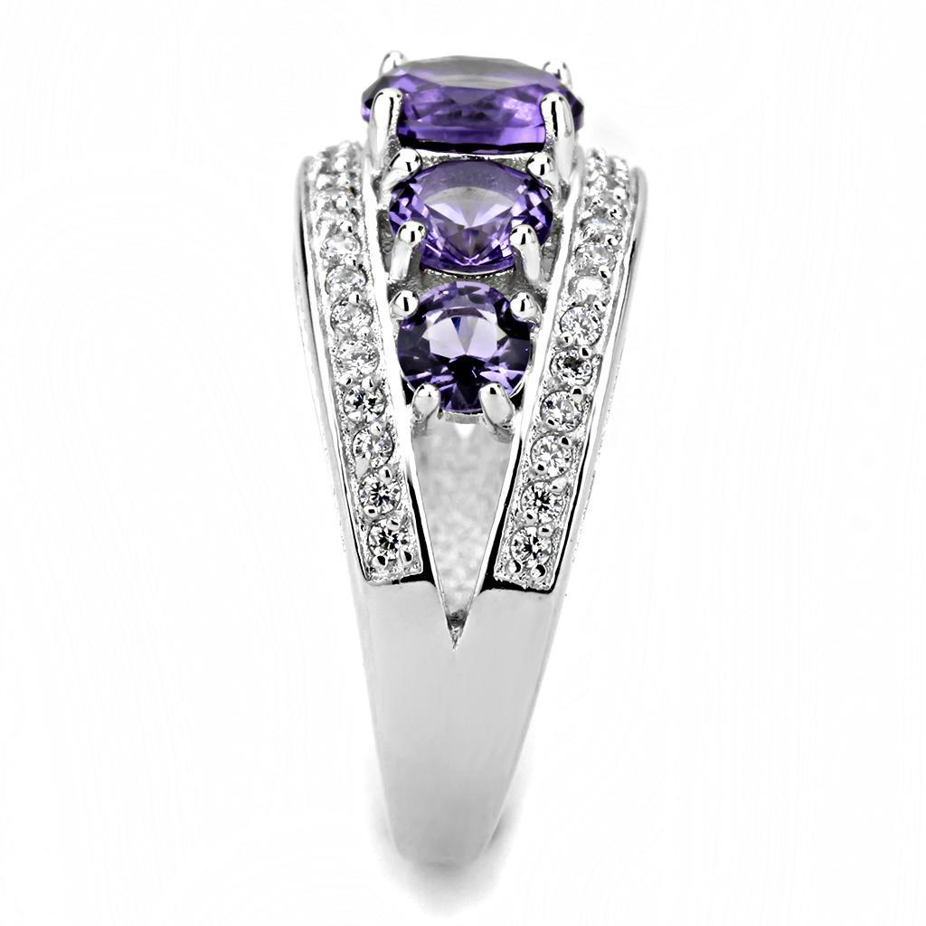 3W1530 - Rhodium Brass Ring with Synthetic  in Amethyst Alamode