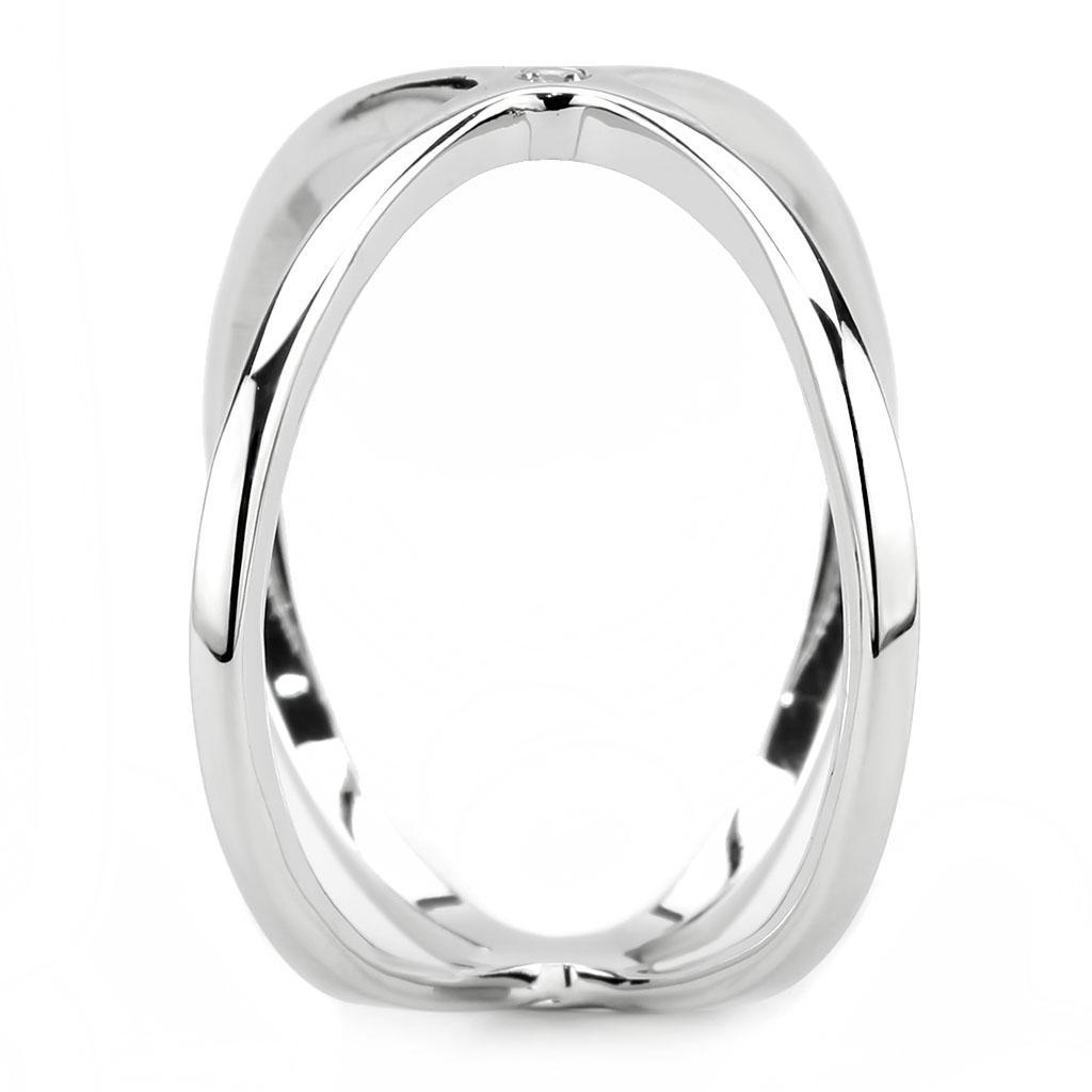 3W1584 - Rhodium Brass Ring with AAA Grade CZ  in Clear-4