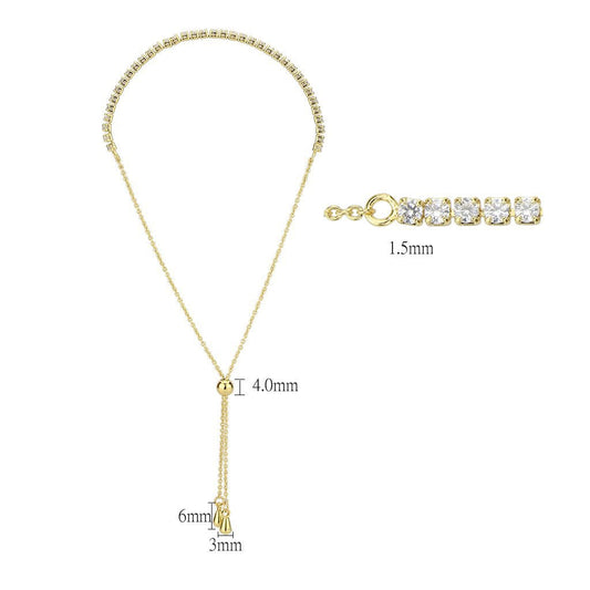 3W1638 - Gold Brass Bracelet with AAA Grade CZ in Clear-1