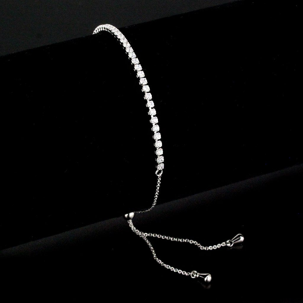 3W1640 - Rhodium Brass Bracelet with AAA Grade CZ in Clear Alamode
