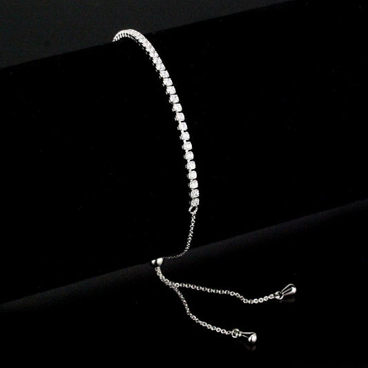 3W1640 - Rhodium Brass Bracelet with AAA Grade CZ in Clear Alamode