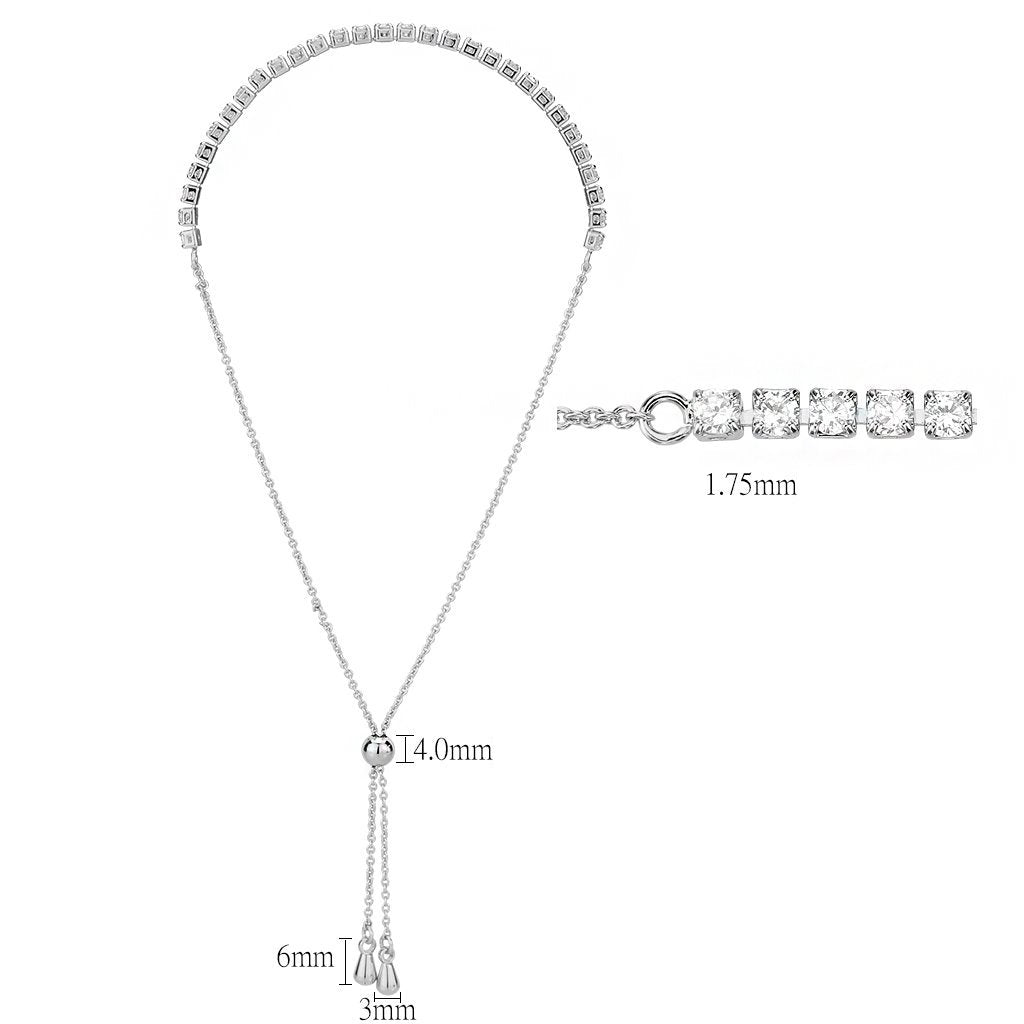 3W1640 - Rhodium Brass Bracelet with AAA Grade CZ in Clear Alamode