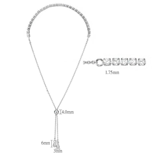 3W1640 - Rhodium Brass Bracelet with AAA Grade CZ in Clear Alamode