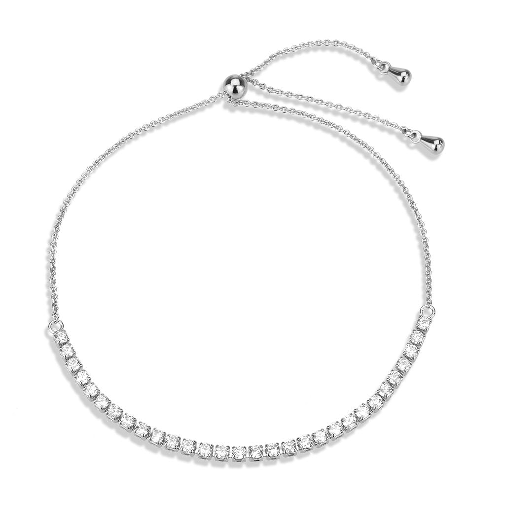 3W1640 - Rhodium Brass Bracelet with AAA Grade CZ in Clear Alamode