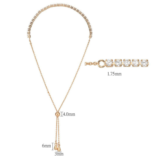 3W1642 - Rose Gold Brass Bracelet with AAA Grade CZ in Clear-1