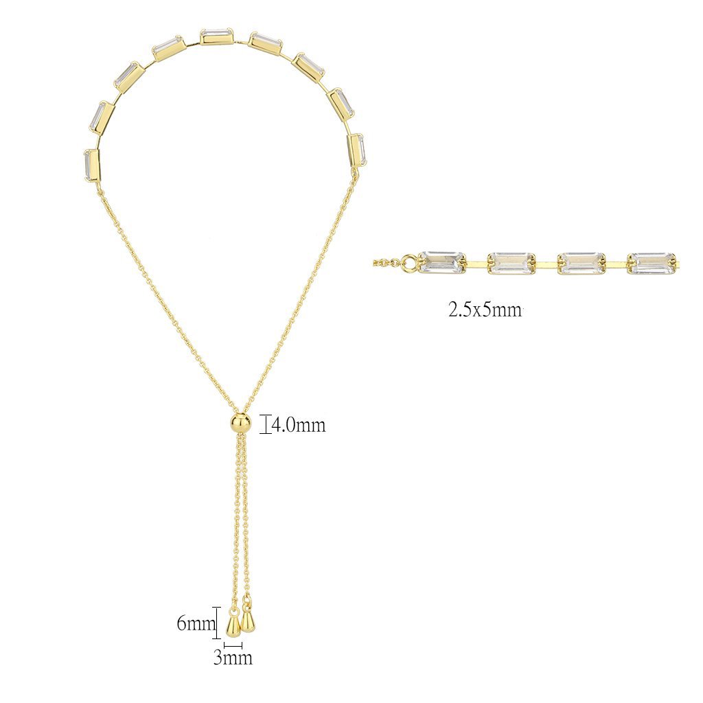 3W1656 - Gold Brass Bracelet with AAA Grade CZ in Clear Alamode