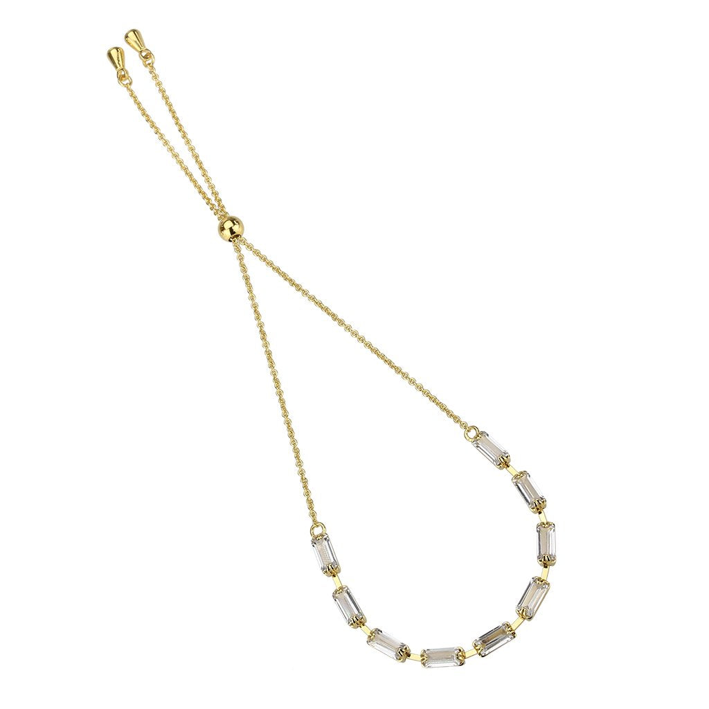 3W1656 - Gold Brass Bracelet with AAA Grade CZ in Clear Alamode