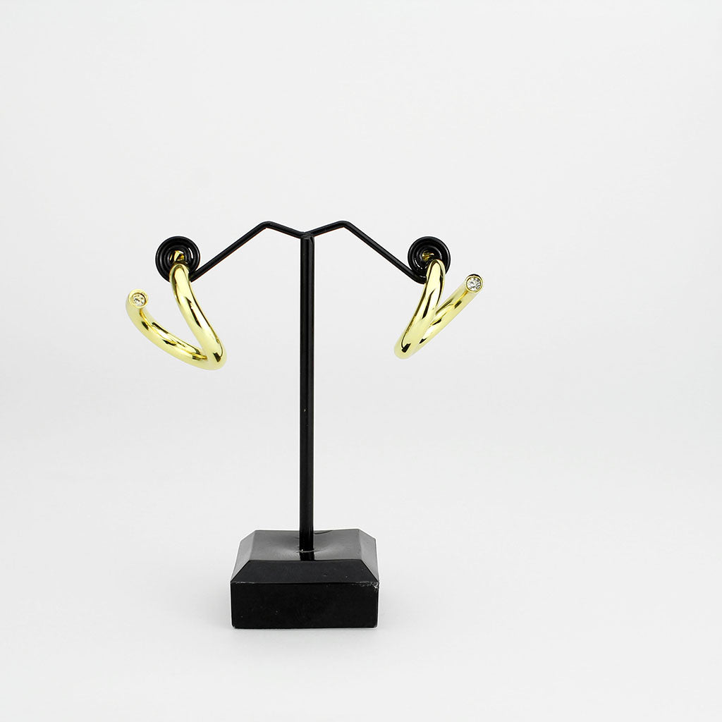 3W1742G - Flash Gold Brass Earring with NoStone in No Stone-2