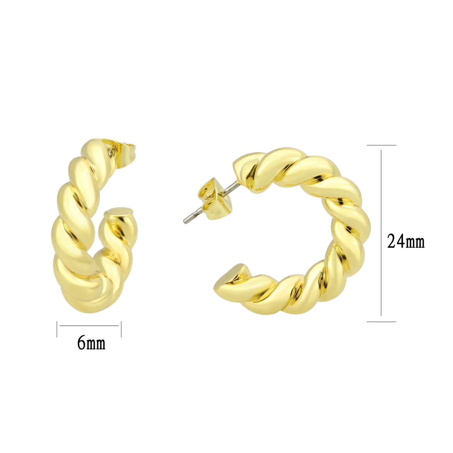 3W1761G - Flash Gold Brass Earring with NoStone in No Stone-0