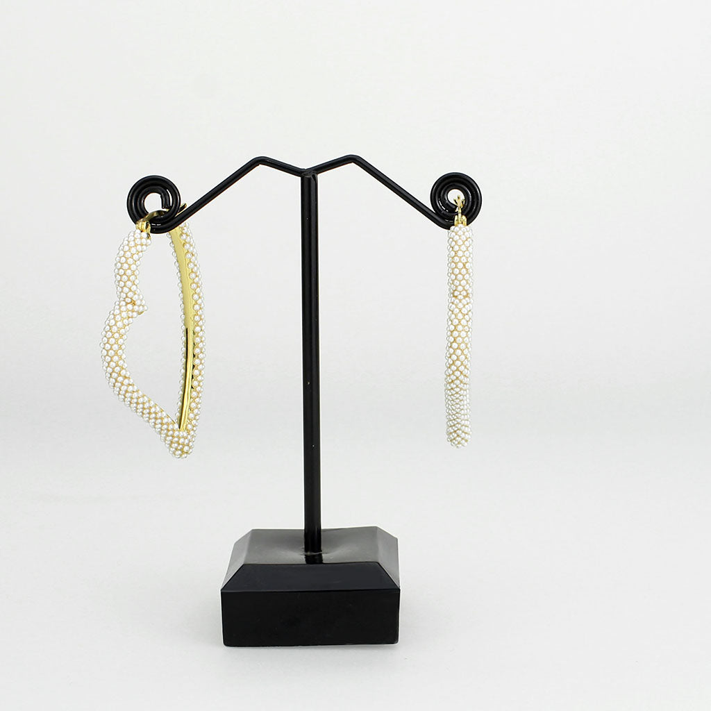 3W1781 - Flash Gold Brass Earring with Synthetic in White-2