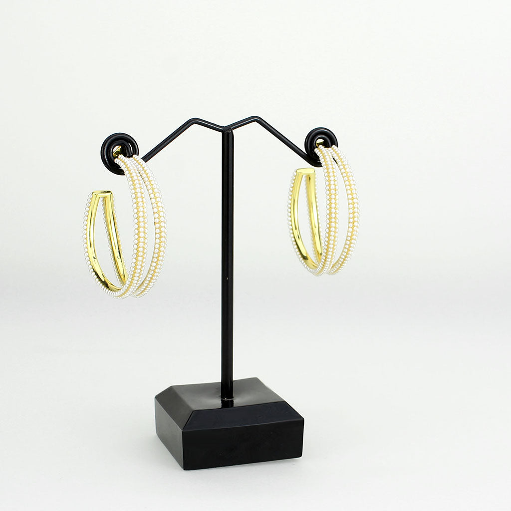 3W1789 - Flash Gold Brass Earring with Synthetic in White Alamode