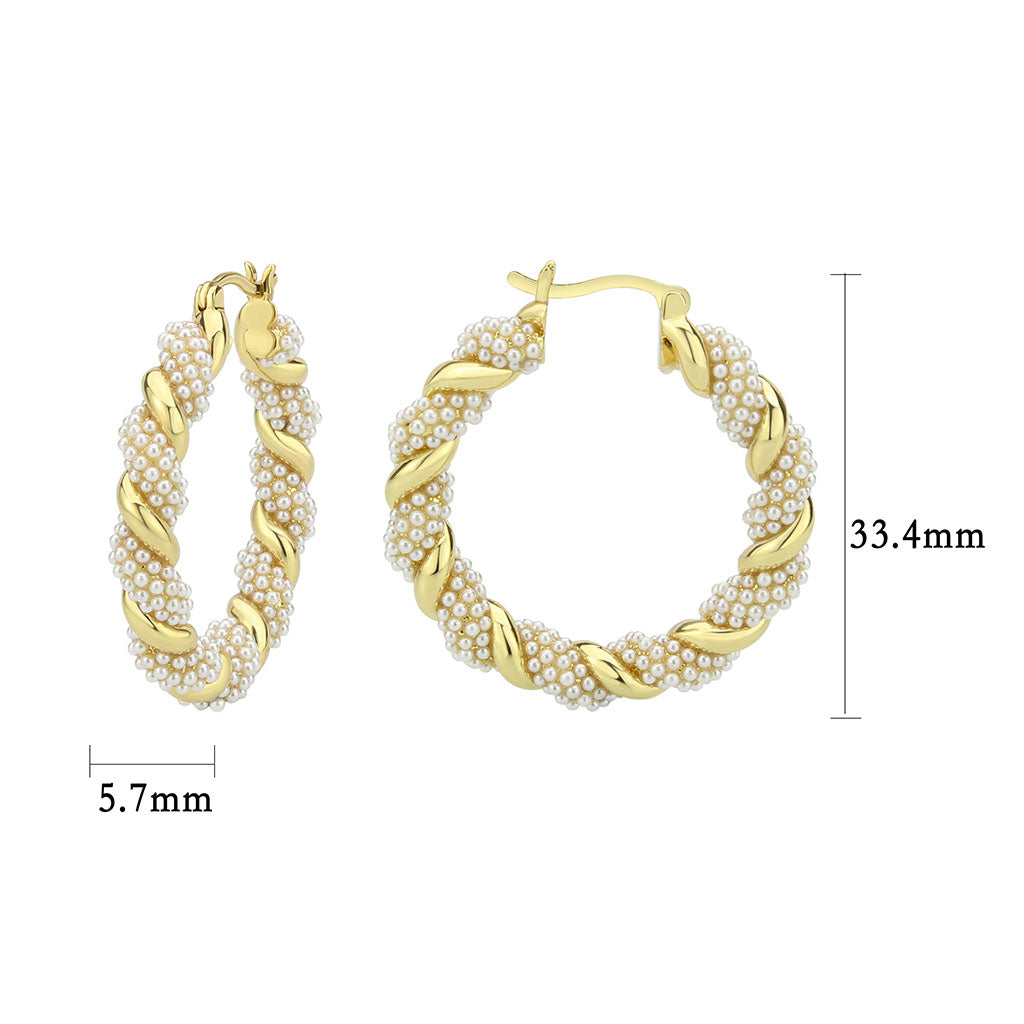 3W1790 - Flash Gold Brass Earring with Synthetic in White Alamode
