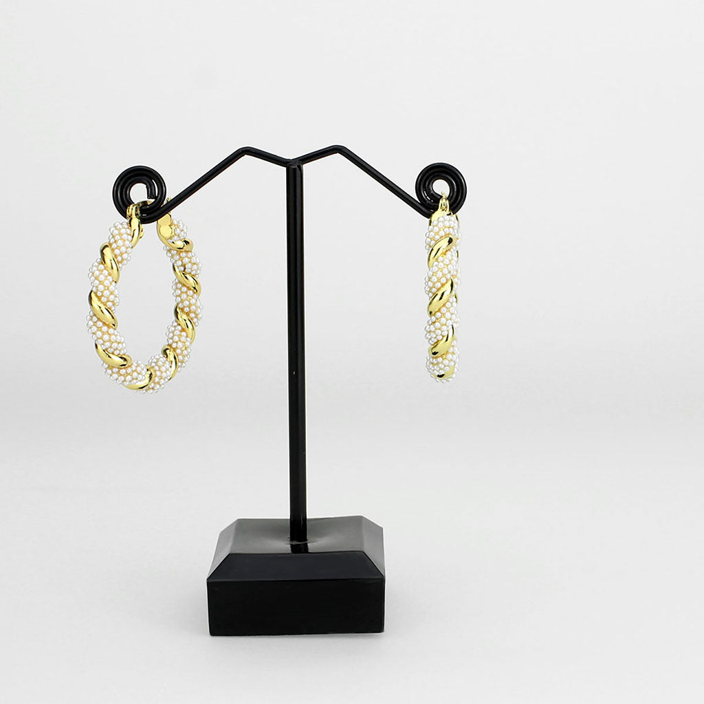 3W1790 - Flash Gold Brass Earring with Synthetic in White Alamode
