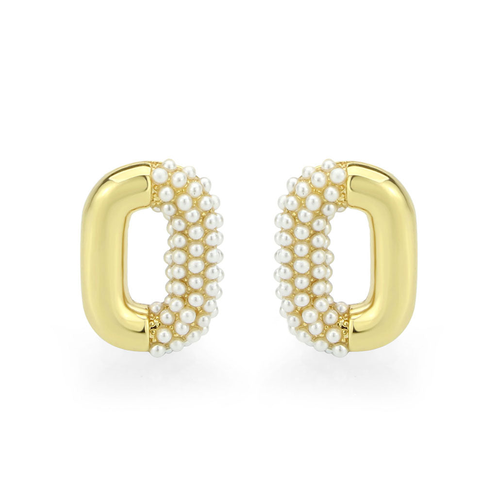 3W1793 - Flash Gold Brass Earring with Synthetic in White Alamode