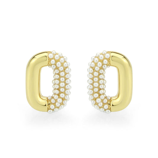 3W1793 - Flash Gold Brass Earring with Synthetic in White Alamode