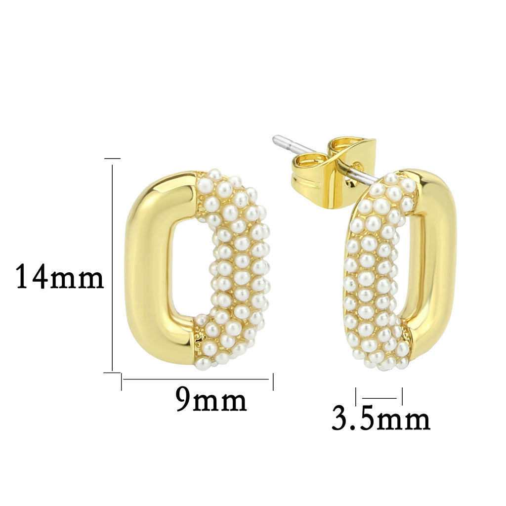 3W1793 - Flash Gold Brass Earring with Synthetic in White Alamode