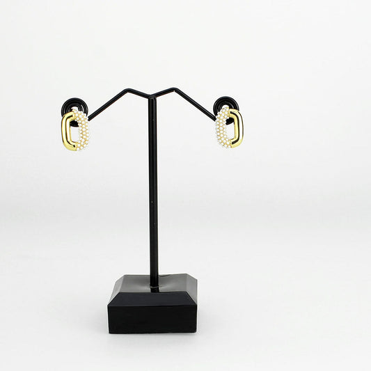 3W1793 - Flash Gold Brass Earring with Synthetic in White Alamode