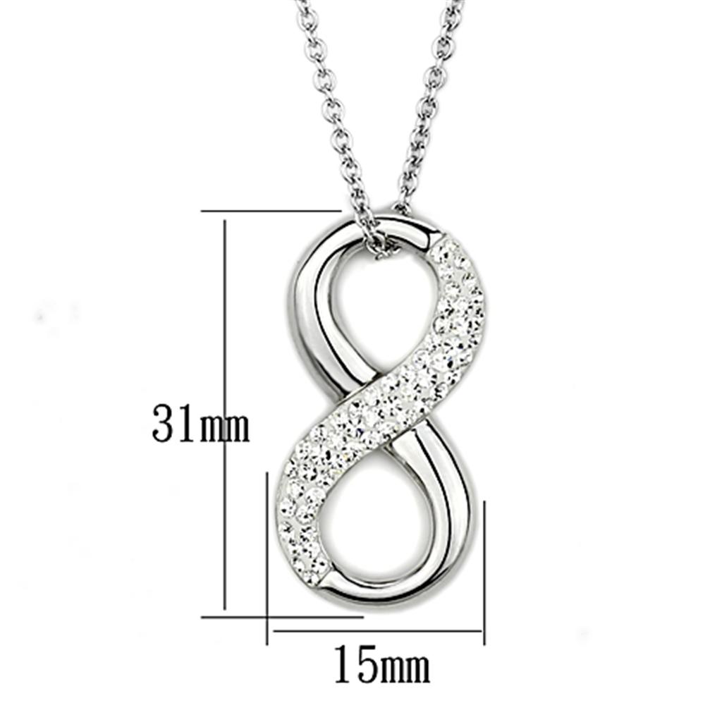 3W407 - Rhodium Brass Necklace with Top Grade Crystal  in Clear Alamode
