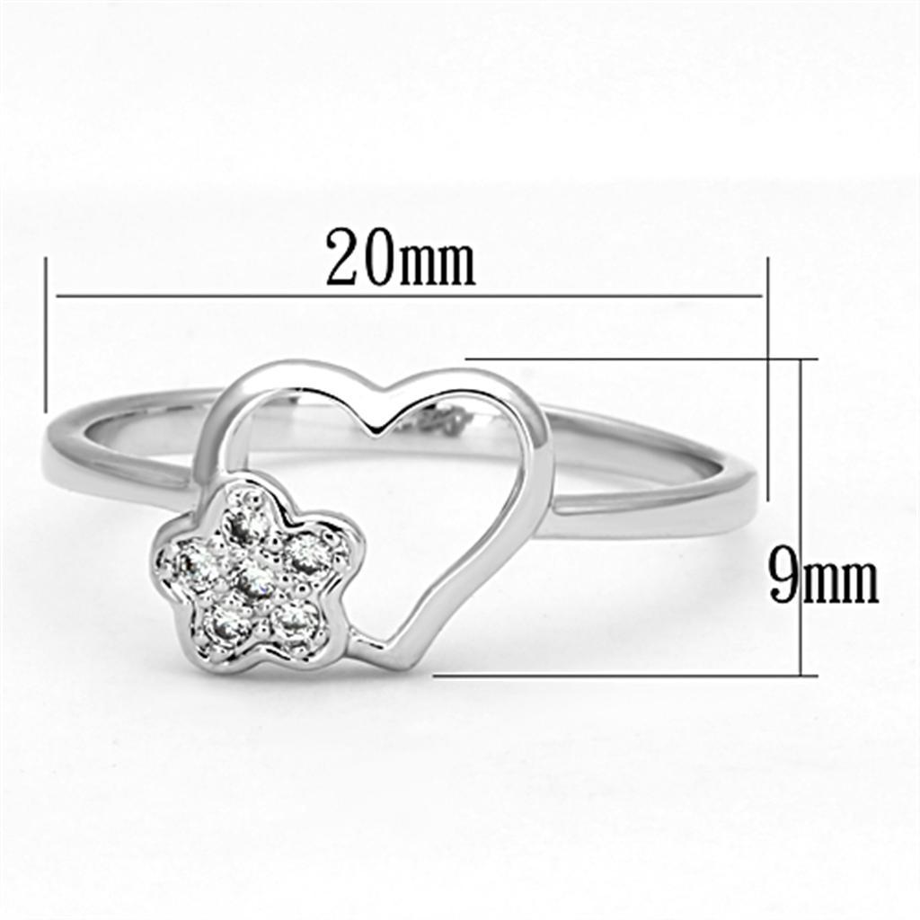 3W472 - Rhodium Brass Ring with AAA Grade CZ  in Clear Alamode