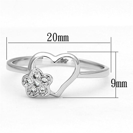 3W472 - Rhodium Brass Ring with AAA Grade CZ  in Clear Alamode