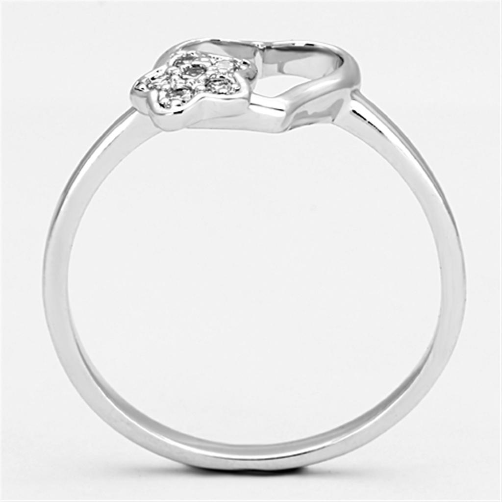 3W472 - Rhodium Brass Ring with AAA Grade CZ  in Clear Alamode