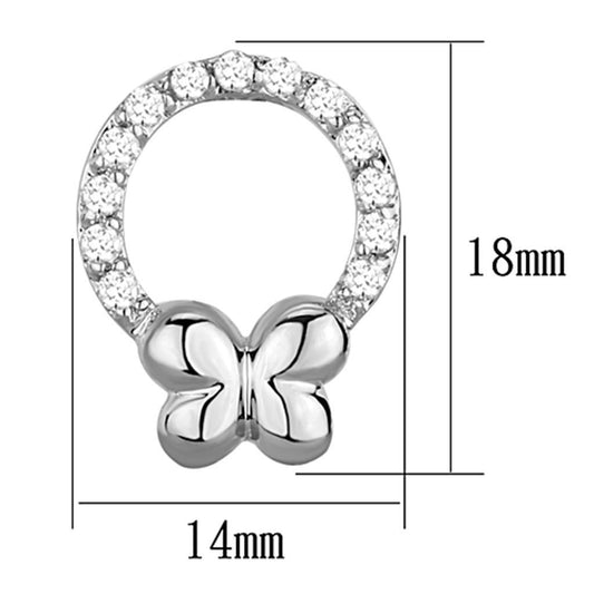 3W620 - Rhodium Brass Earrings with AAA Grade CZ  in Clear-1