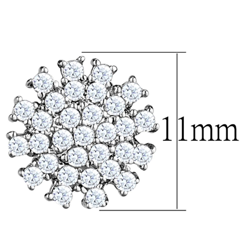 3W694 - Rhodium Brass Earrings with AAA Grade CZ  in Clear-1