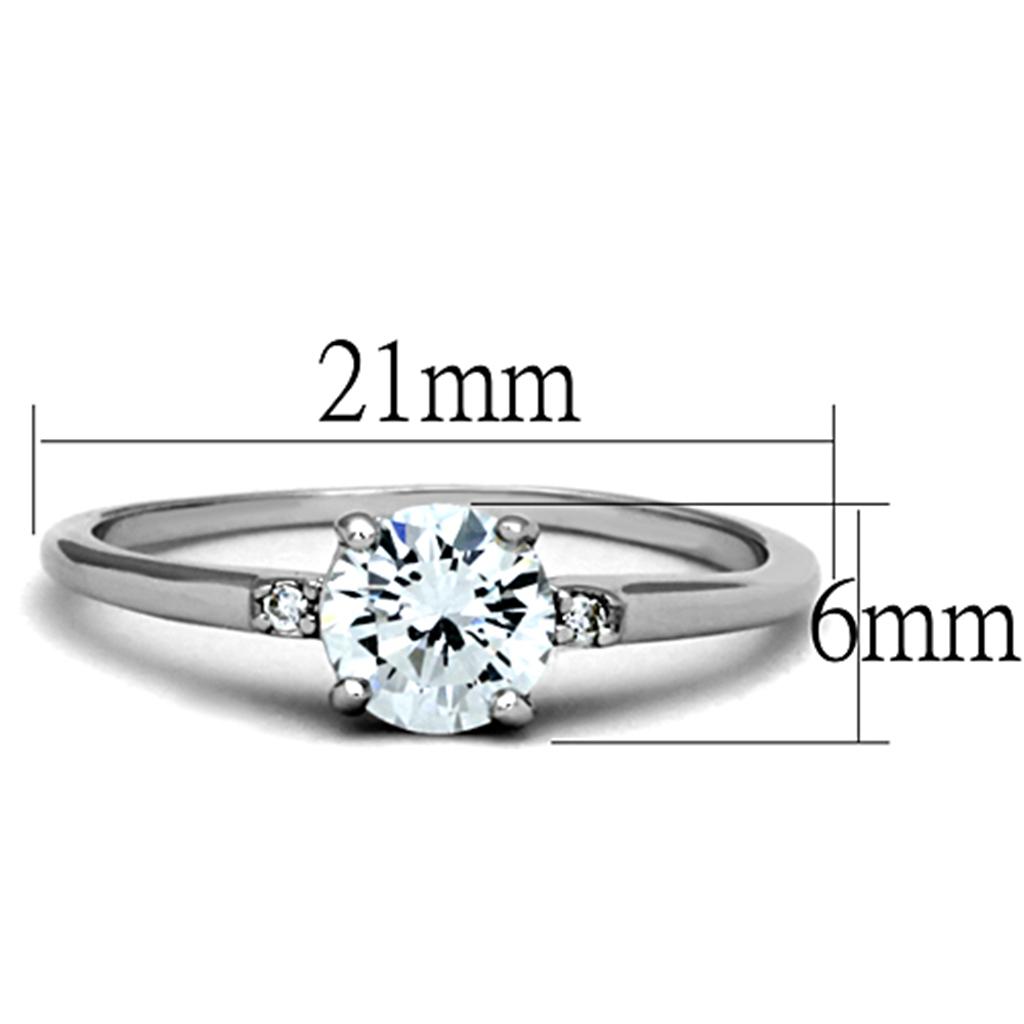 3W786 - Rhodium Brass Ring with AAA Grade CZ  in Clear-1