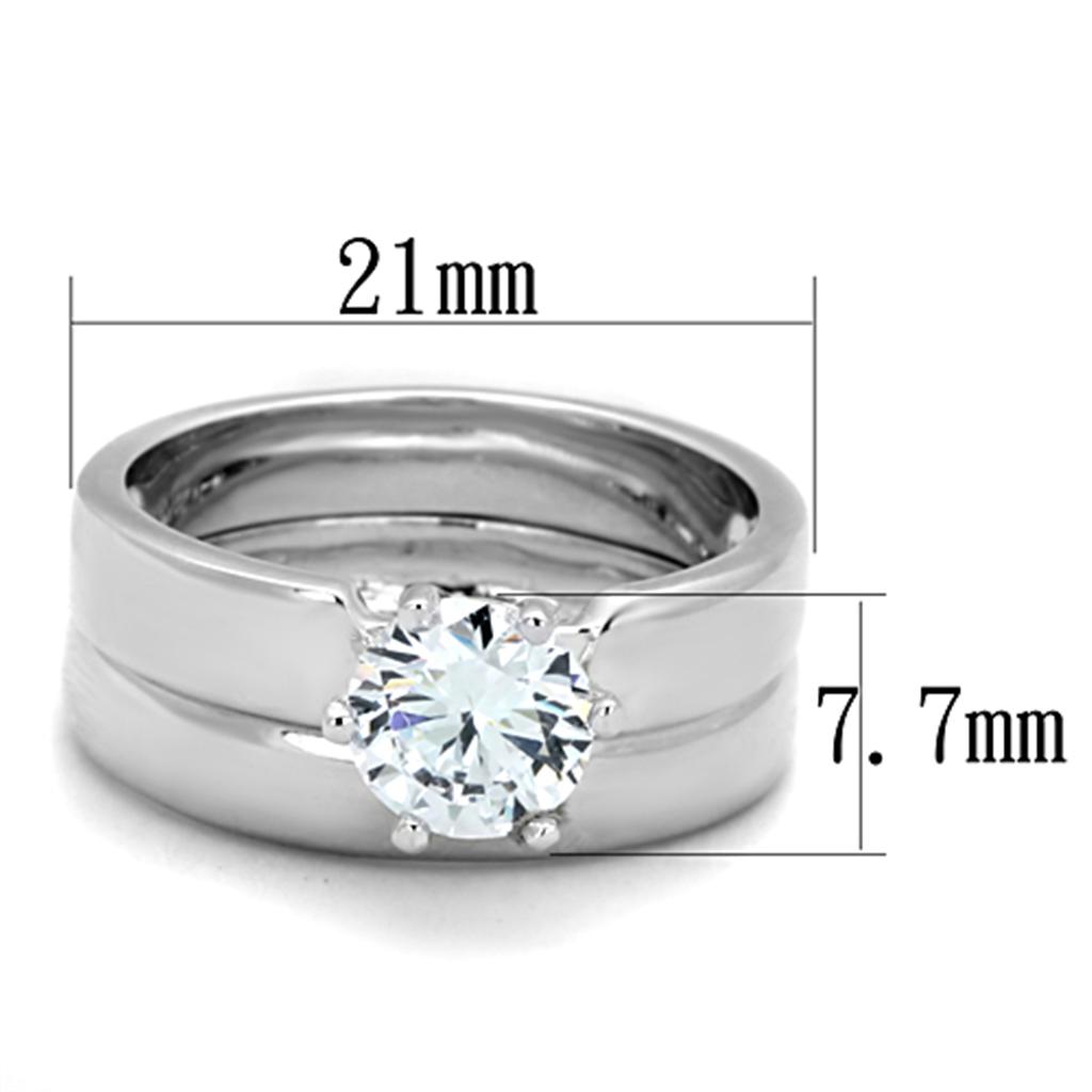 3W805 - Rhodium Brass Ring with AAA Grade CZ  in Clear Alamode