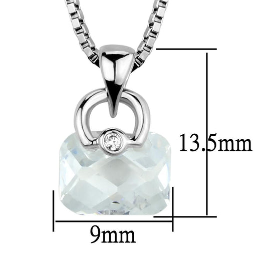 3W844 - Rhodium Brass Chain Pendant with AAA Grade CZ  in Clear-1