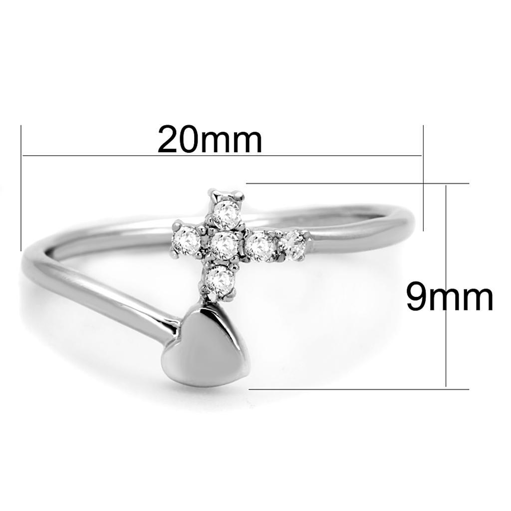 3W860 - Rhodium Brass Ring with AAA Grade CZ  in Clear-1
