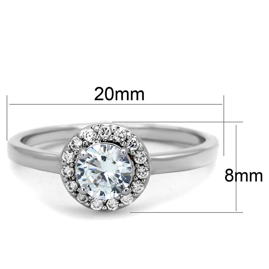 3W863 - Rhodium Brass Ring with AAA Grade CZ  in Clear-1