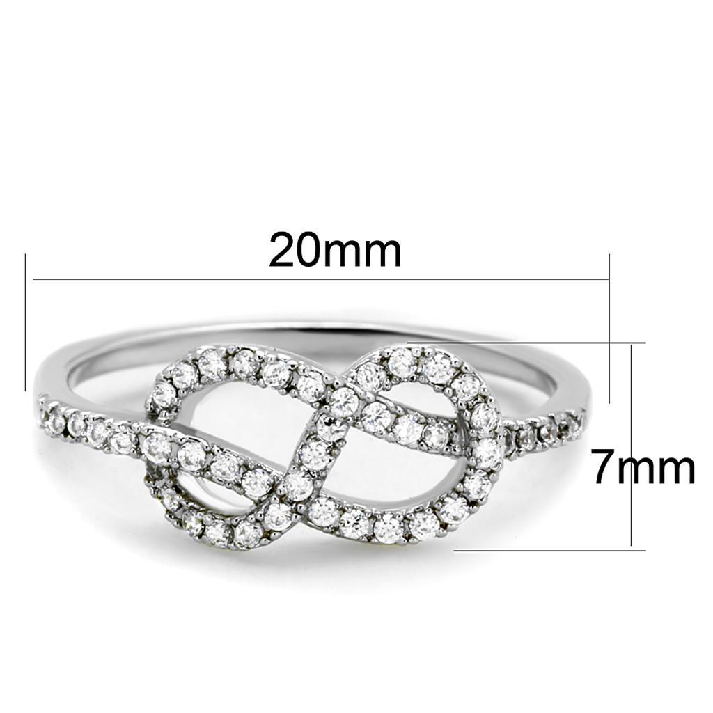 3W876 - Rhodium Brass Ring with AAA Grade CZ  in Clear Alamode