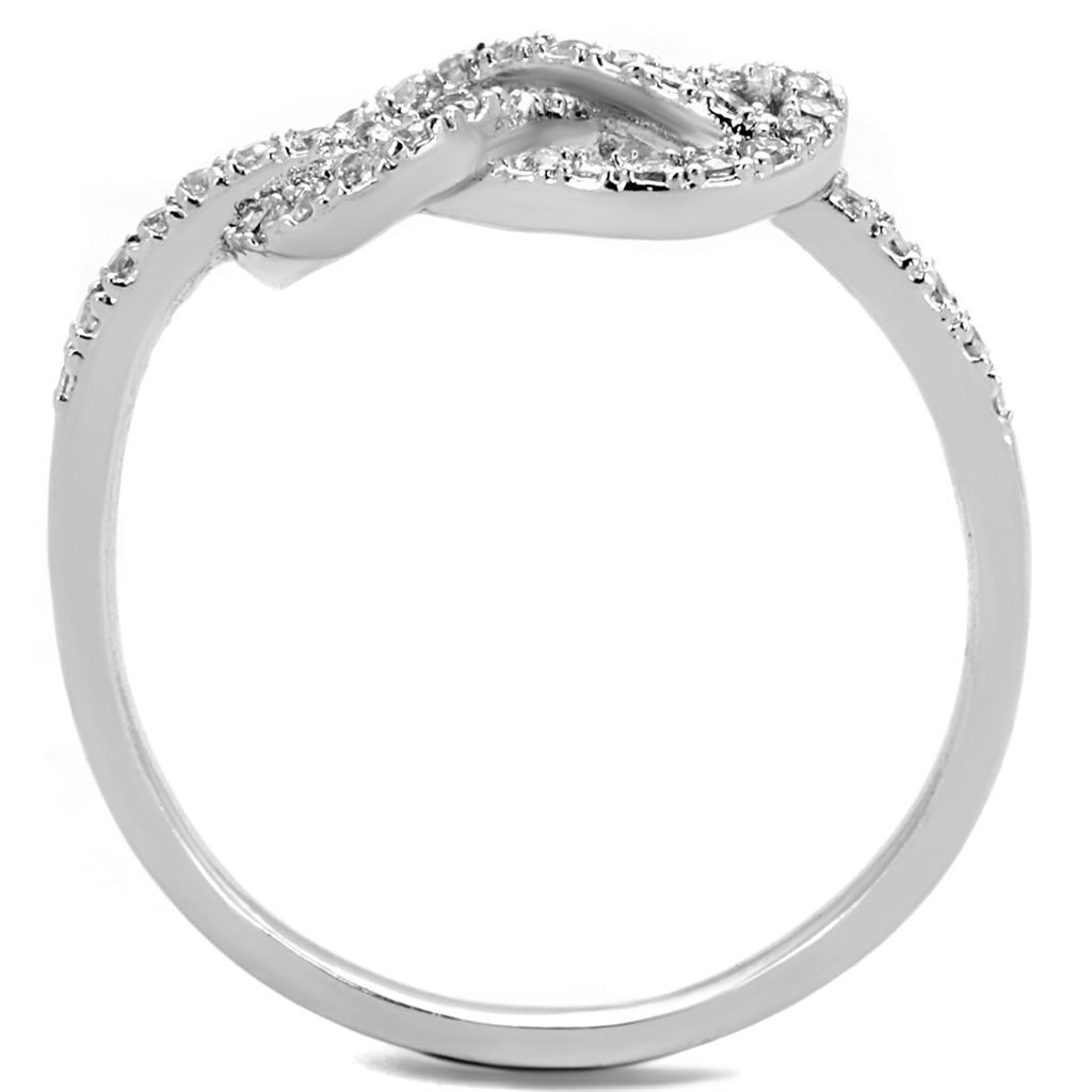 3W876 - Rhodium Brass Ring with AAA Grade CZ  in Clear Alamode